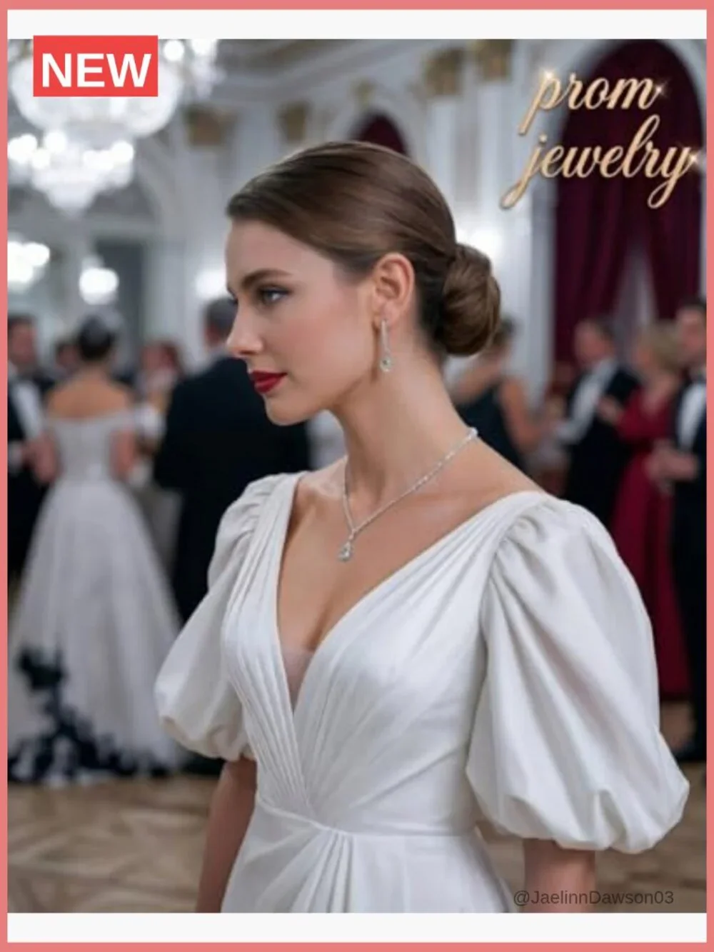 Silver Rhinestone Necklace Earring Set for Women - Dainty Wedding Jewelry